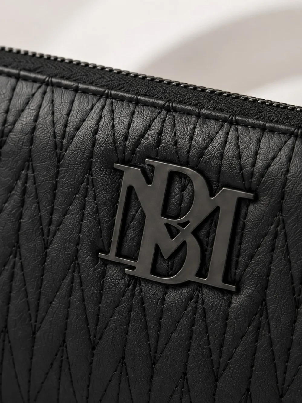 Badgley Mischka Black Quilted Zip Around Wallet with Cell Phone Pocket